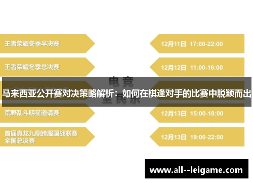 马来西亚公开赛对决策略解析：如何在棋逢对手的比赛中脱颖而出